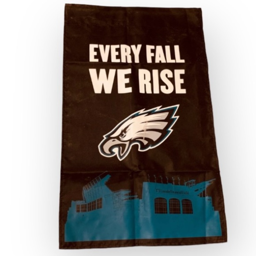 NFL EAGLES VTG Season Ticket Member FLAG BANNER “Every Fall We Rise “ 22" X 14”